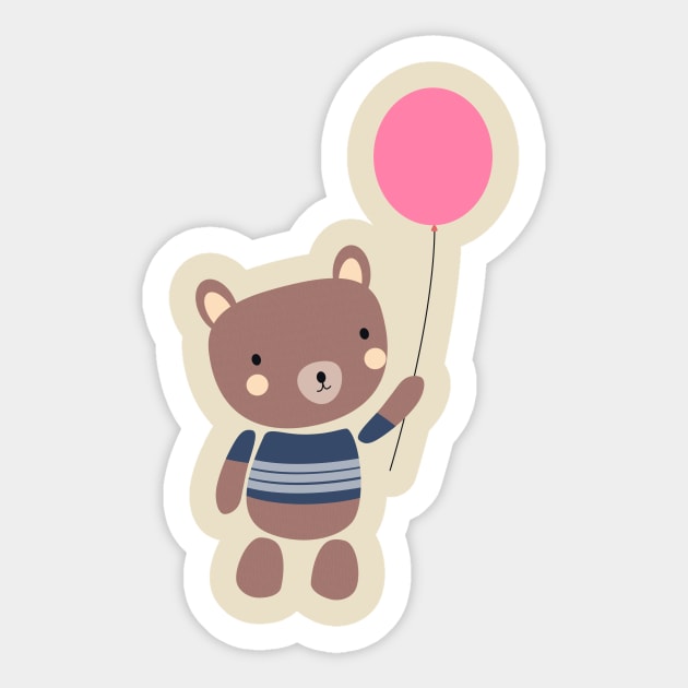 Cute and Whimsical Brown Bear T-Shirt Sticker by happinessinatee